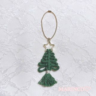 冬 雑貨 クリスマス ツリー コットン マクラメツリー／グリーン(NO.955)(キーホルダー/ストラップ)