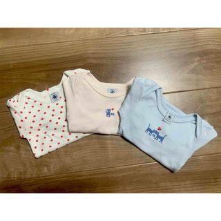 プチバトー(PETIT BATEAU)のプチバトー　長袖ロンパース　3枚セット　81cm(肌着/下着)