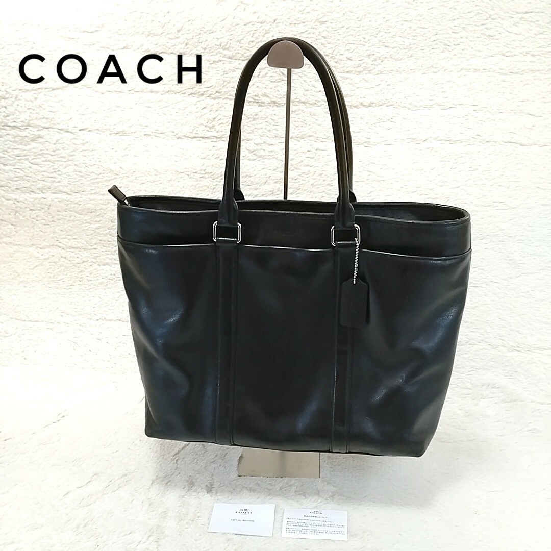 最新デザインの COACH 黒 ビジネス トートバッグ A4 レザー ショルダー