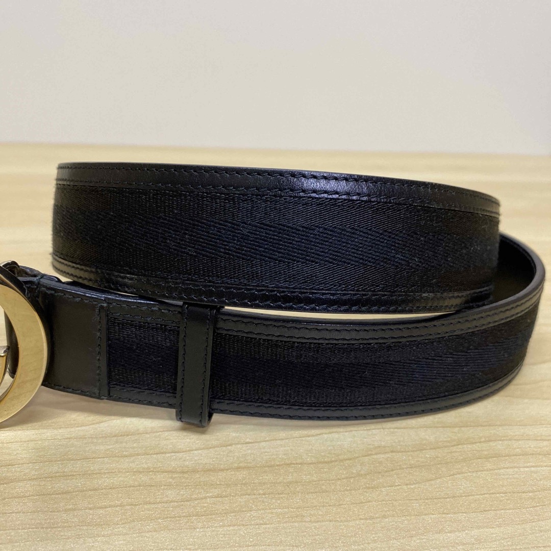 GUCCI グッチ ベルト インターロッキング ブラック キャンバス GUCCI グッチ ベルト インターロッキング ブラック キャンバス