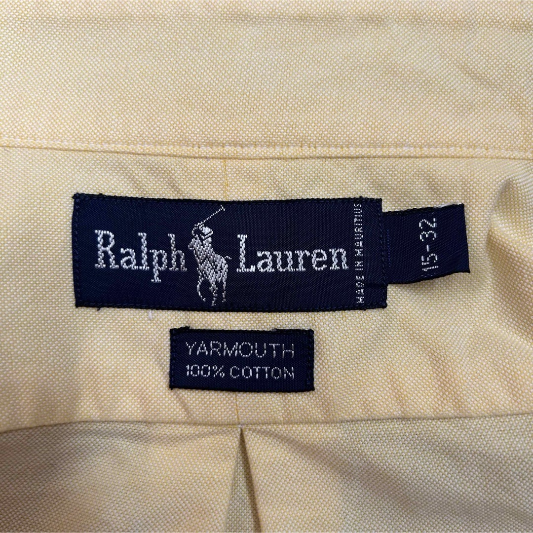 Ralph Lauren(ラルフローレン)の美品 90s POLO Ralph Lauren 長袖BDシャツ イエロー メンズのトップス(シャツ)の商品写真