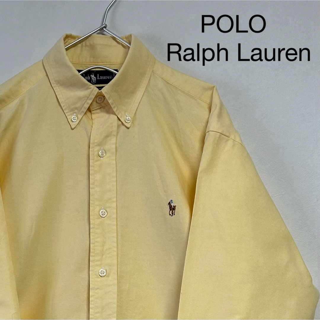 Ralph Lauren(ラルフローレン)の美品 90s POLO Ralph Lauren 長袖BDシャツ イエロー メンズのトップス(シャツ)の商品写真