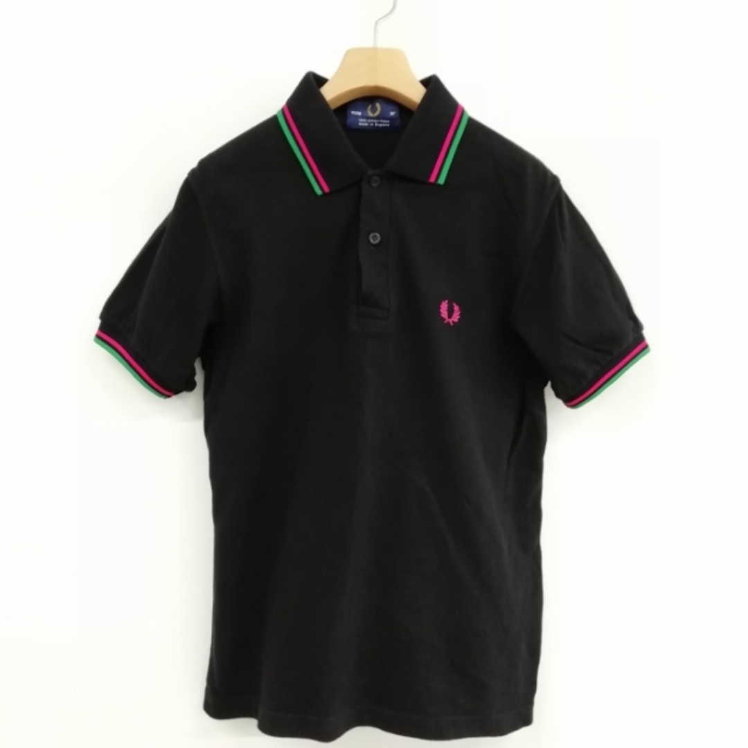 FRED PERRY - 英国製 ポロシャツ リブライン ワンポイント 半袖 36