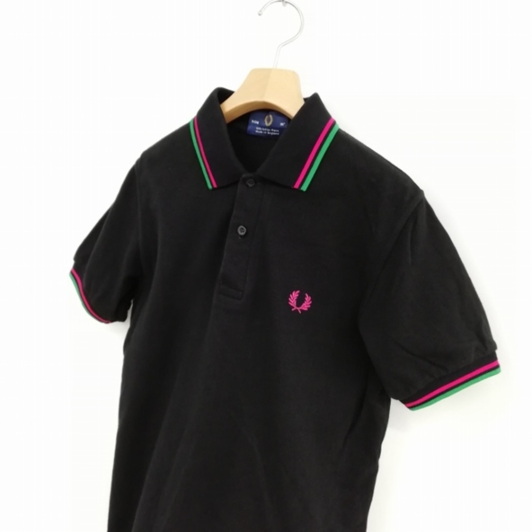 FRED PERRY - 英国製 ポロシャツ リブライン ワンポイント 半袖 36