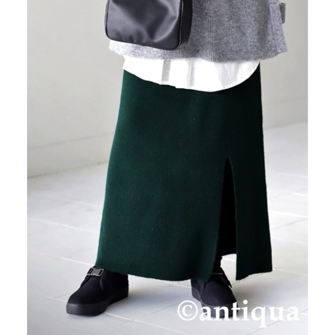 antiqua(アンティカ)の新品未使用　antiqua アンティカ　リブニット　スカート　グリーン レディースのスカート(ロングスカート)の商品写真
