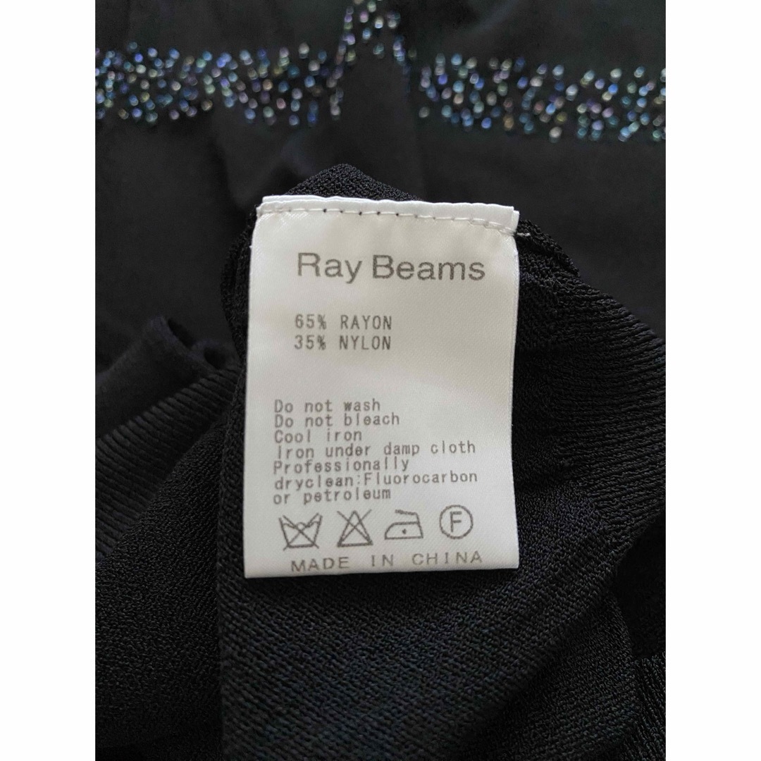 Ray BEAMS(レイビームス)のレイビームス 半袖ニット リボン ビーズ　黒 レディースのトップス(ニット/セーター)の商品写真