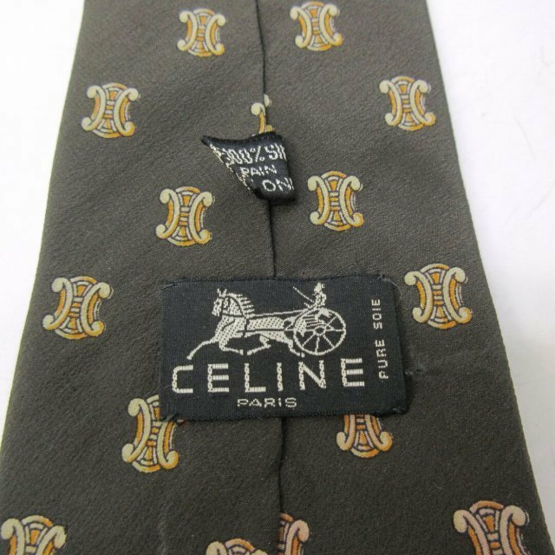celine(セリーヌ)のセリーヌ CELINE マカダム柄 ネクタイ シルク ビジネス 総柄 茶 系 メンズのファッション小物(ネクタイ)の商品写真