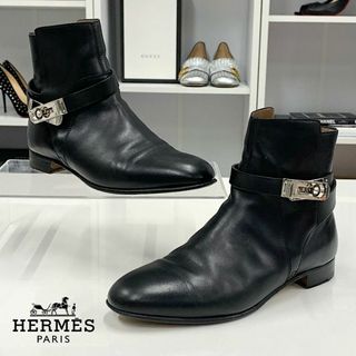 エルメス(Hermes)の8593 エルメス ネオ レザー ケリー金具 ショートブーツ ブラック(ブーツ)