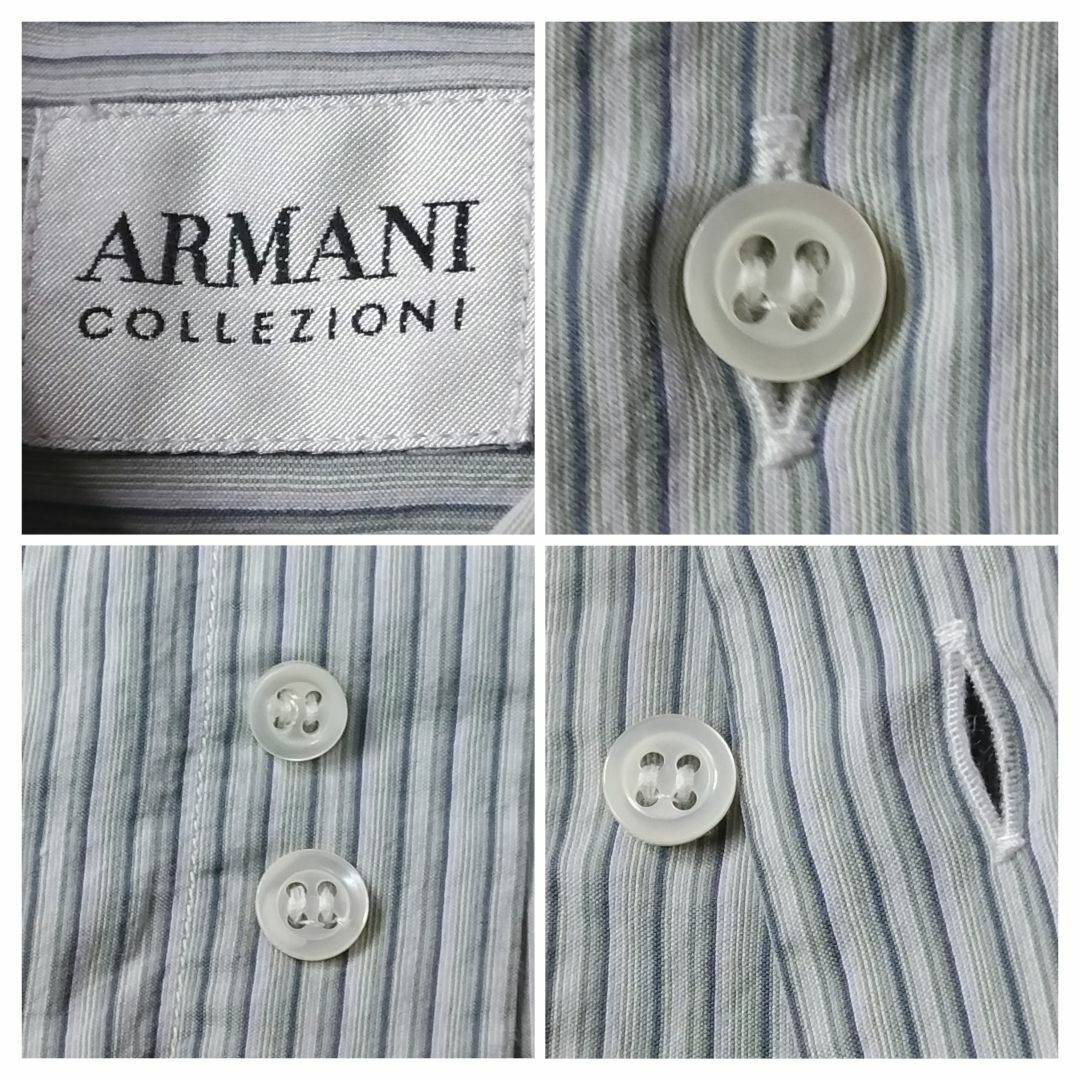 ARMANI COLLEZIONI(アルマーニ コレツィオーニ)のアルマーニコレッツォーニ スナップボタンダウンシャツ ストライプ柄 XLサイズ メンズのトップス(シャツ)の商品写真
