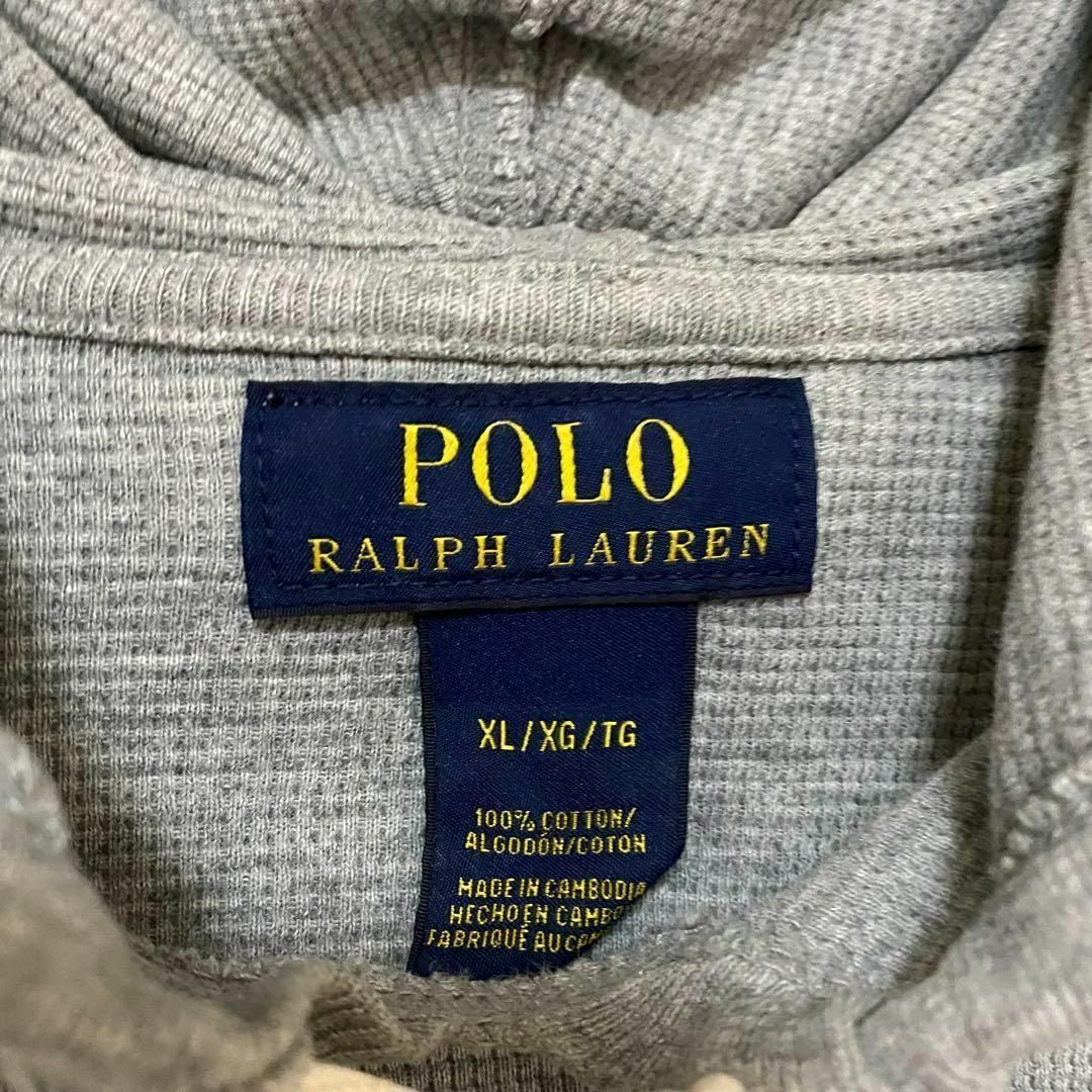 POLO RALPH LAUREN(ポロラルフローレン)の90s ラルフローレン　パーカー　フーディー　綿　サーマル　メンズ　XL 古着 メンズのトップス(パーカー)の商品写真