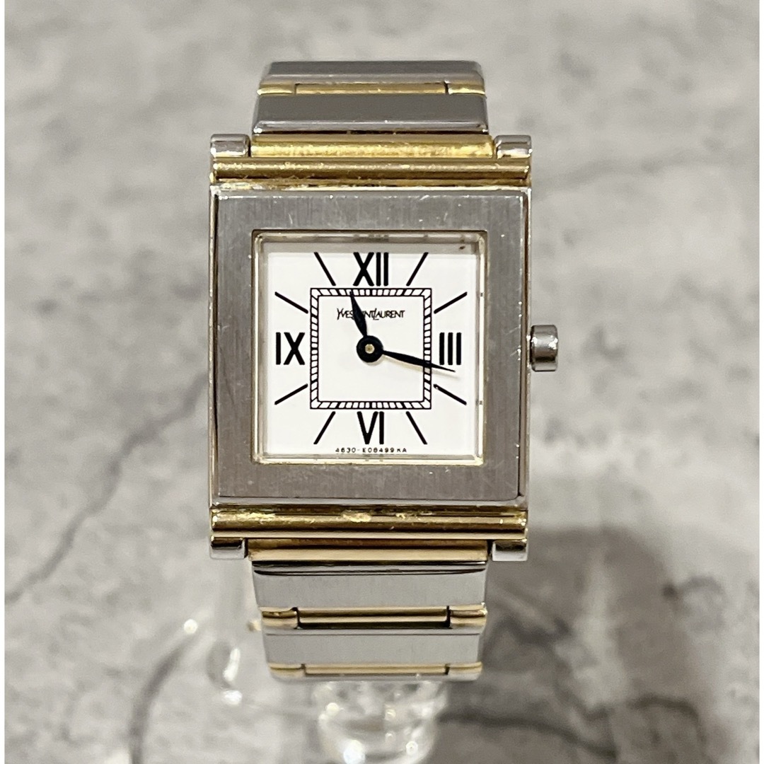 そが【電池交換済み】Yves Saint Laurent 腕時計 コンビ シルバー