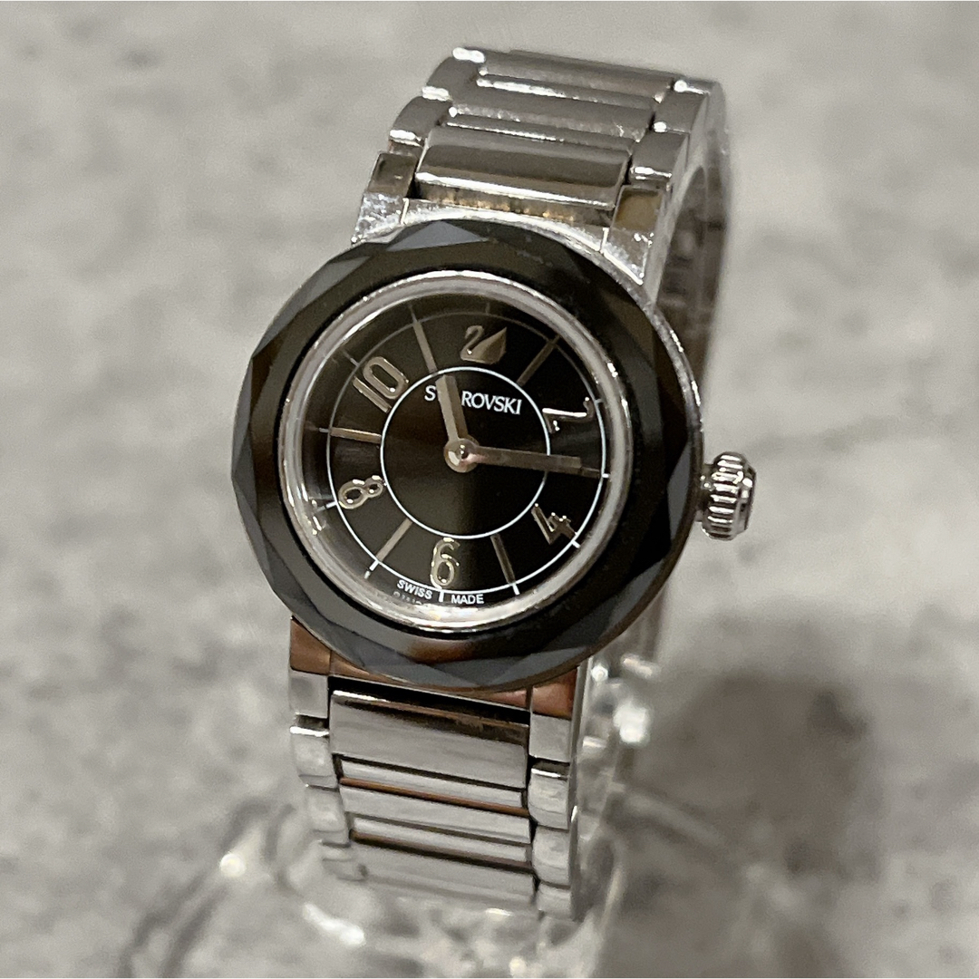 美品 SWAROVSKI スワロフスキー ブラック 腕時計 999969アクセサリー