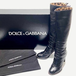 ドルチェアンドガッバーナ(DOLCE&GABBANA)のドルチェ&ガッバーナ ロング ブーツ 23.5 箱付 ブラック ハイヒール(ブーツ)