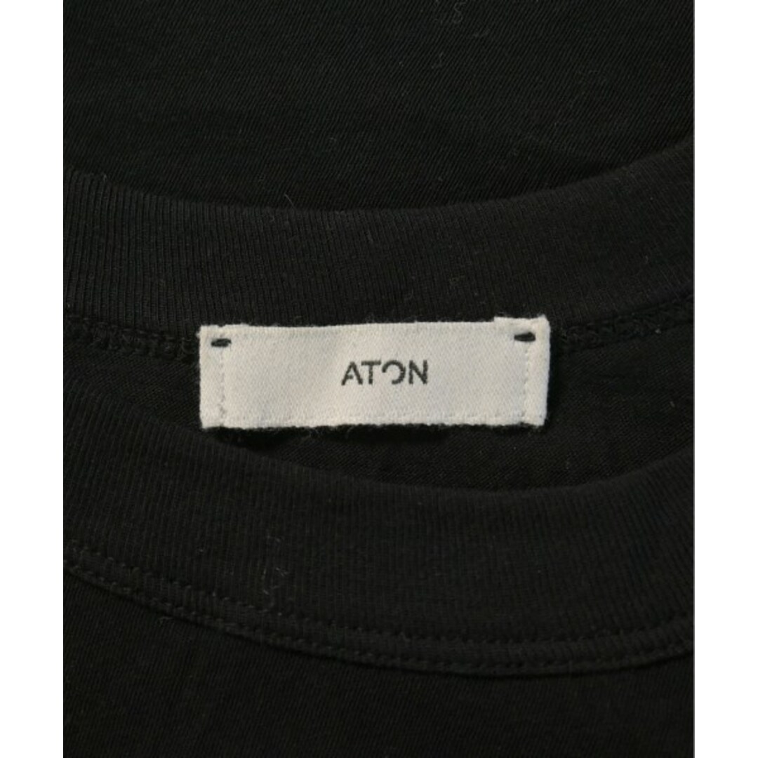 ATON(エイトン)のATON エイトン Tシャツ・カットソー 2(M位) 黒 【古着】【中古】 レディースのトップス(カットソー(半袖/袖なし))の商品写真