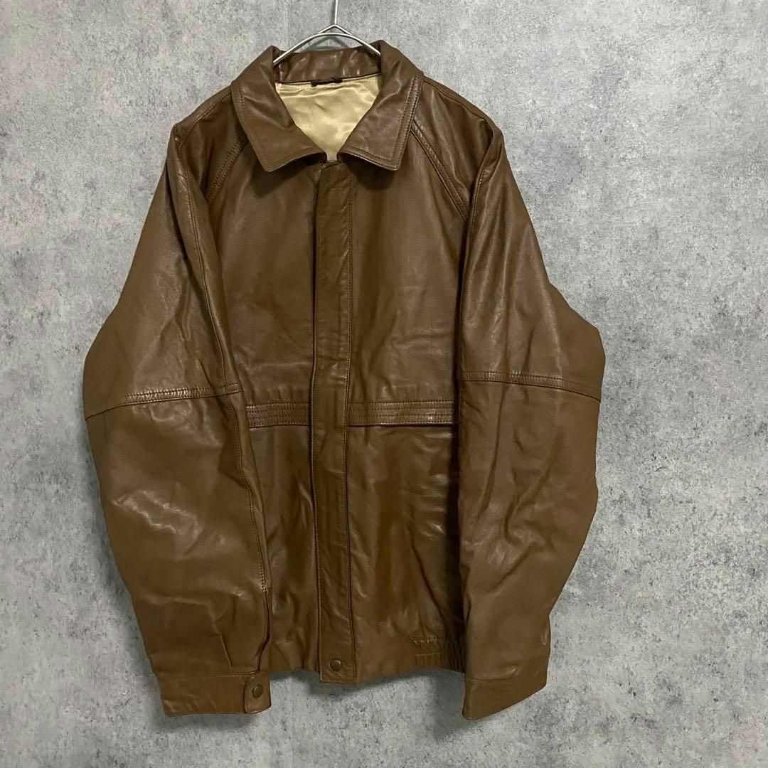 90S vintage レザージャケット ブラウン メンズM 古着
