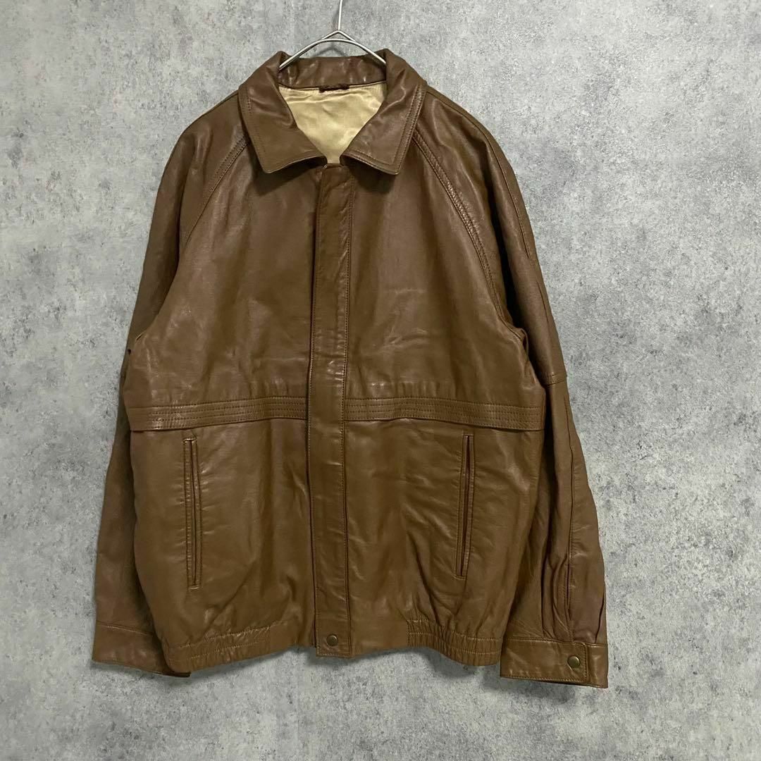 90S vintage レザージャケット ブラウン メンズM 古着