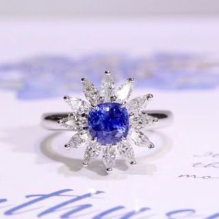 天然 ロイヤルブルーサファイア ダイヤ リング1.11ct k18 f(リング(指輪))