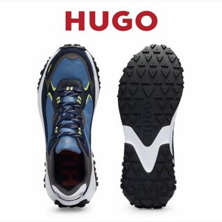 HUGO - 【送料無料】HUGO ロゴディテール ミックスマテリアル レースアップスニーカー