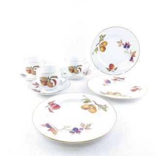 ロイヤルウースター(Royal Worcester)の美品 ROYAL WORCESTER ロイヤルウースター イヴシャム カップ＆ソーサー 中皿 3セット トリオ ケーキ ティー コーヒー SO879B1 (グラス/カップ)