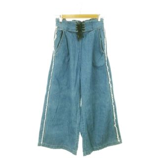 ダブルクローゼット(w closet)のダブルクローゼット パンツ デニム ワイド レースアップ フリンジ F 青(デニム/ジーンズ)