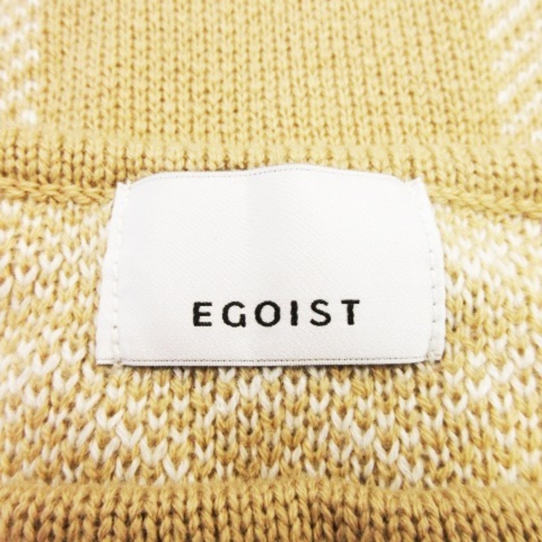 EGOIST(エゴイスト)のエゴイスト ワンピース ニット ミニ 長袖 二重編み 切替 チェック ベージュ レディースのワンピース(ミニワンピース)の商品写真