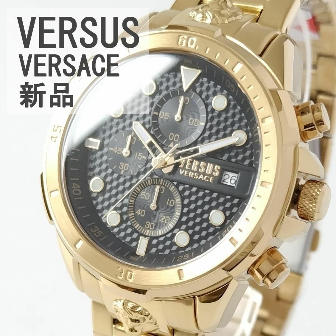 約21cm文字盤色ゴールド/ブラック新品メンズ腕時計クォーツ高級ファッションウォッチVERSUS