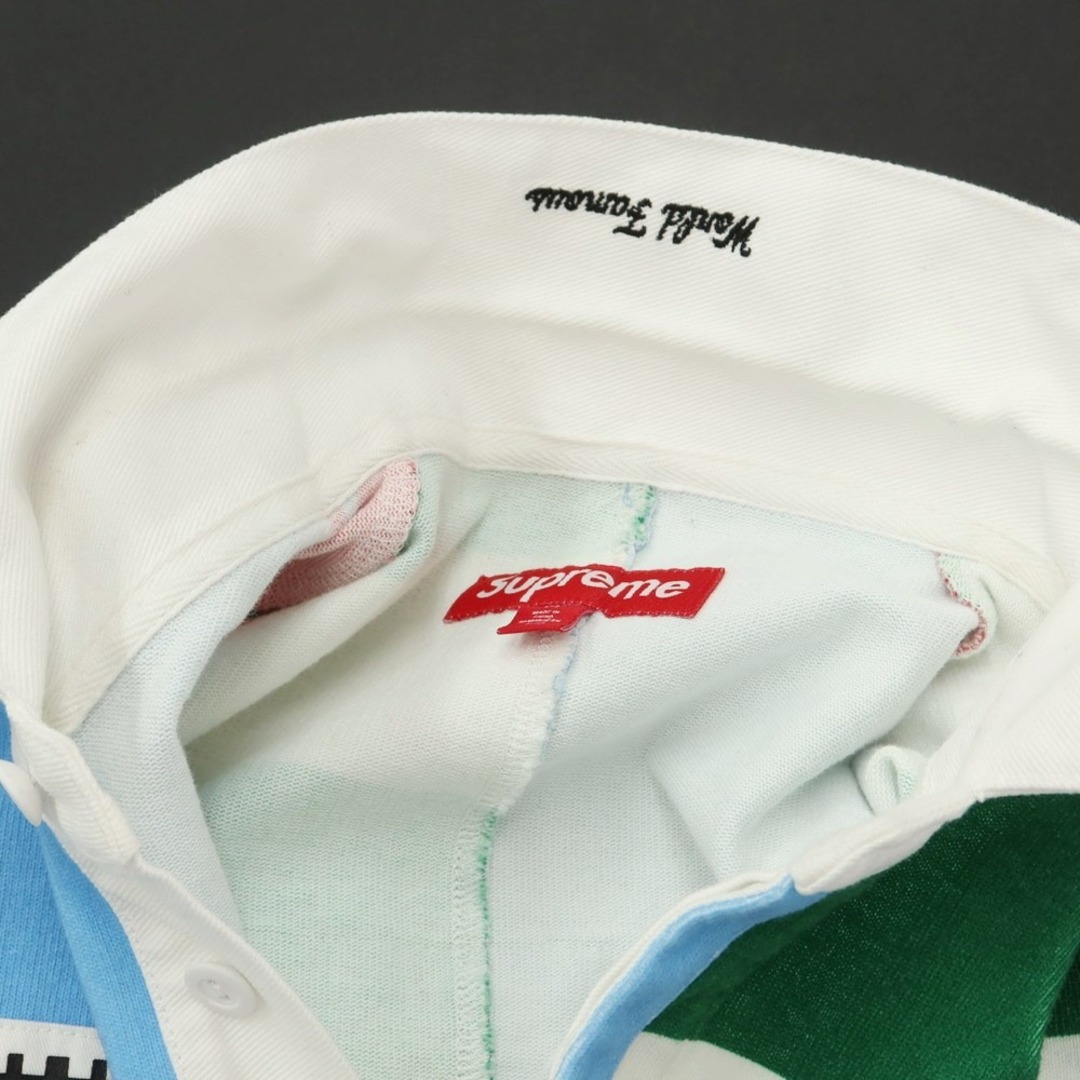 Supreme(シュプリーム)の【中古】シュプリーム Supreme 2023年秋冬 Rose Rugby コットン ラガーシャツ 長袖ポロシャツ ホワイトxブルー【サイズM】【メンズ】 メンズのトップス(ポロシャツ)の商品写真