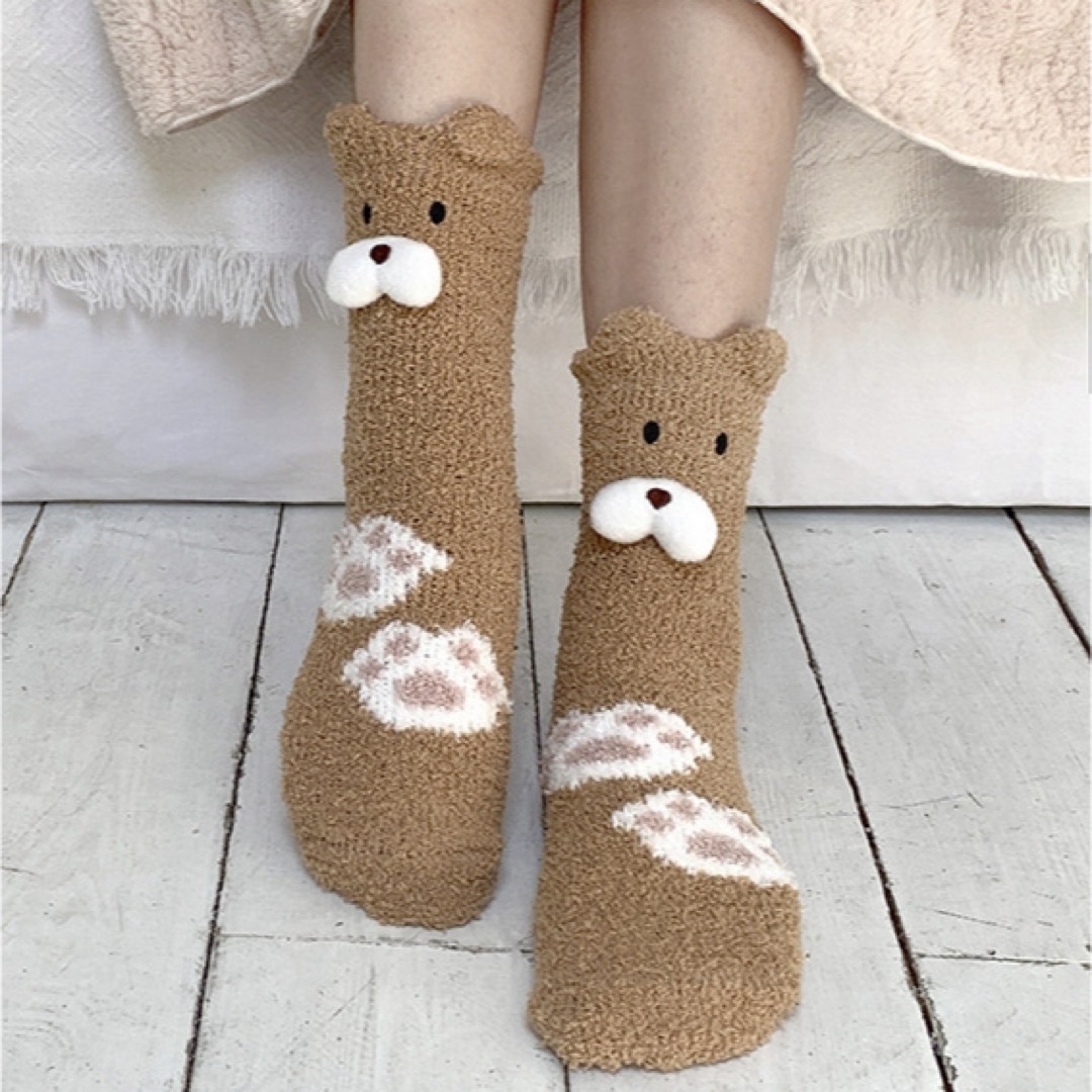 ENDO SOCKS新商品ワンチャン顔に立体耳&犬足跡模様デザインの可愛い靴下 キッズ/ベビー/マタニティのこども用ファッション小物(靴下/タイツ)の商品写真