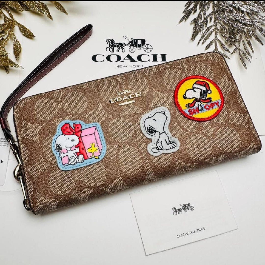 新品　COACH 長財布　スヌーピー　ラウンドファスナー　小銭入れ有長財布