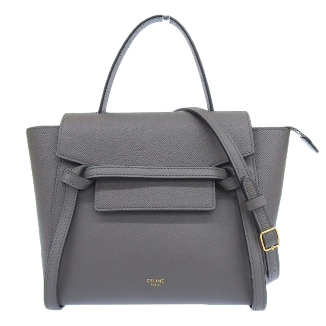 約20ｃｍ×縦セリーヌ CELINE ベルトバッグナノ 2WAYバッグ ハンドバッグ ショルダーバッグ レザー グレー  新入荷 OB1651