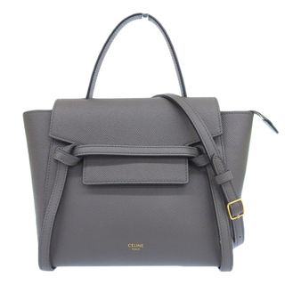 セリーヌ(celine)のセリーヌ CELINE ベルトバッグナノ 2WAYバッグ ハンドバッグ ショルダーバッグ レザー グレー 中古 新入荷 OB1651(ハンドバッグ)