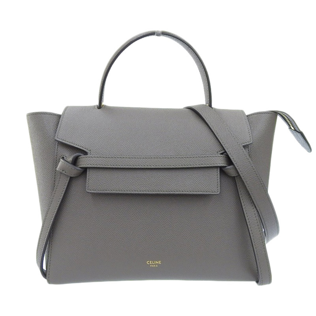 画像についてセリーヌ CELINE マイクロ ベルトバッグ 2WAYバッグ ハンドバッグ ショルダーバッグ レザー グレー  新入荷 OB1558