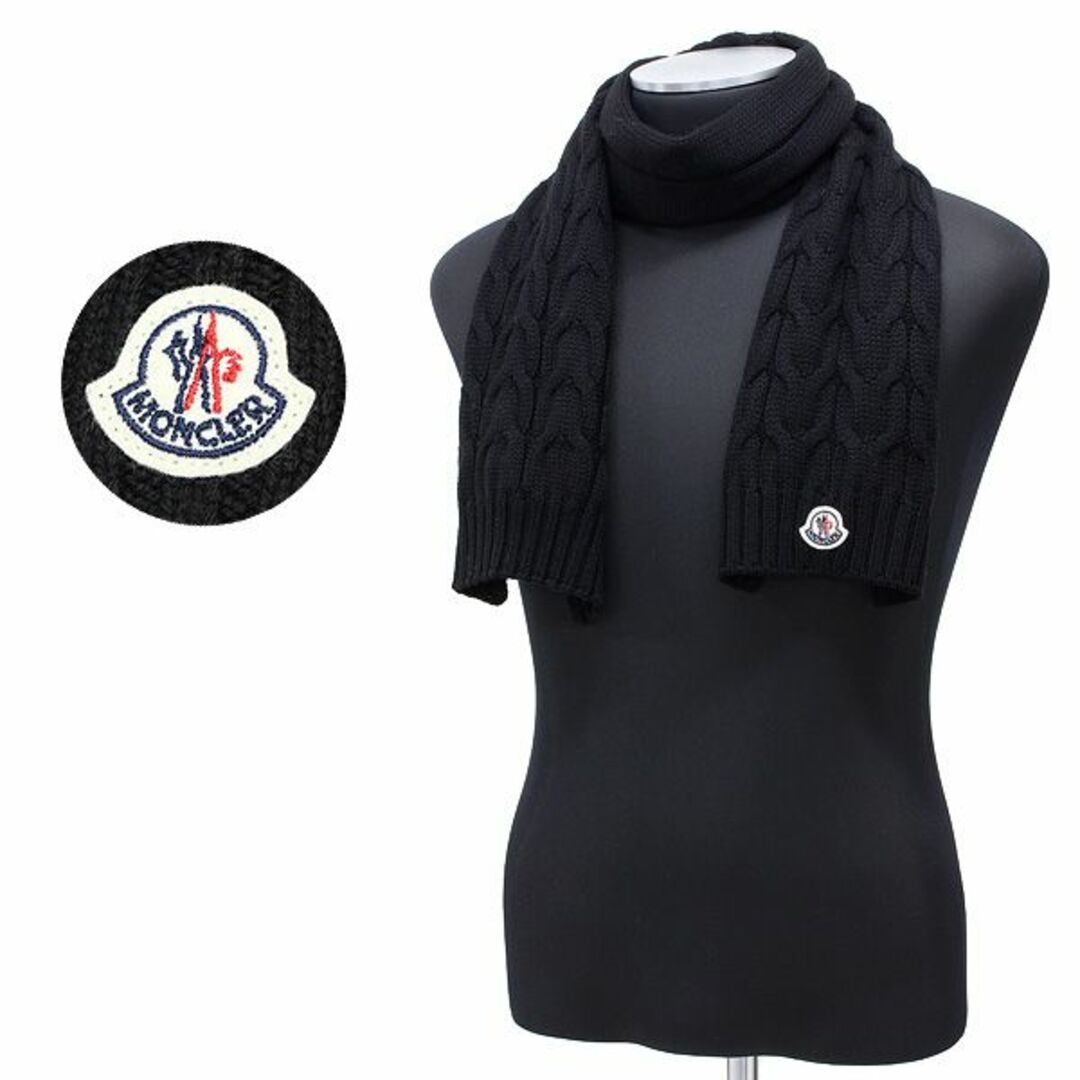 MONCLER(モンクレール)の送料無料 91 MONCLER モンクレール 0001605 04S02 ブラック マフラー SCIARPA ウール 男女兼用 size M レディースのファッション小物(マフラー/ショール)の商品写真