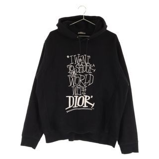 DIOR ディオール 20AW×Shawn Stussy Shock The World Hoodie 033J646A0531 ショーンステューシー  ショックザワールドフーディ プルオーバーパーカー ブラック