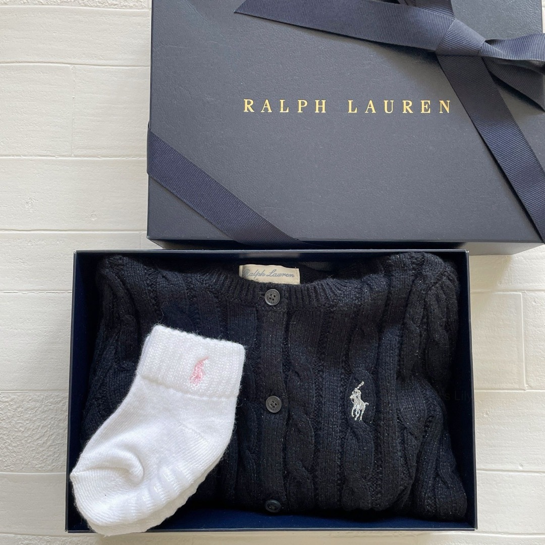 Ralph Lauren(ラルフローレン)の12m80cm   新作　ラルフローレン  ccカーディガン　黒　ラメ　人気 キッズ/ベビー/マタニティのベビー服(~85cm)(カーディガン/ボレロ)の商品写真