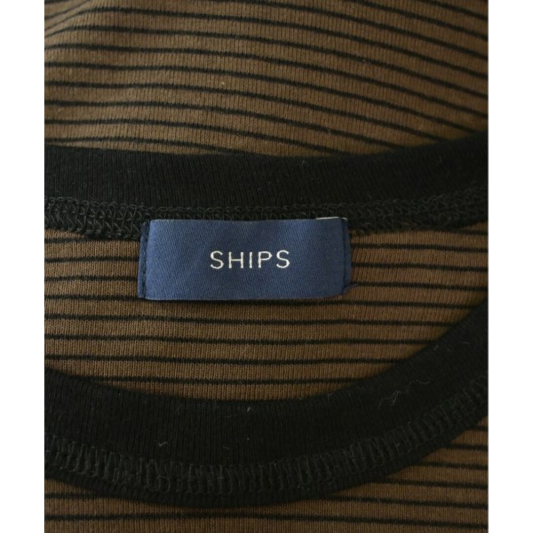 SHIPS(シップス)のSHIPS シップス Tシャツ・カットソー -(XS位) 茶x黒(ボーダー) 【古着】【中古】 レディースのトップス(カットソー(半袖/袖なし))の商品写真