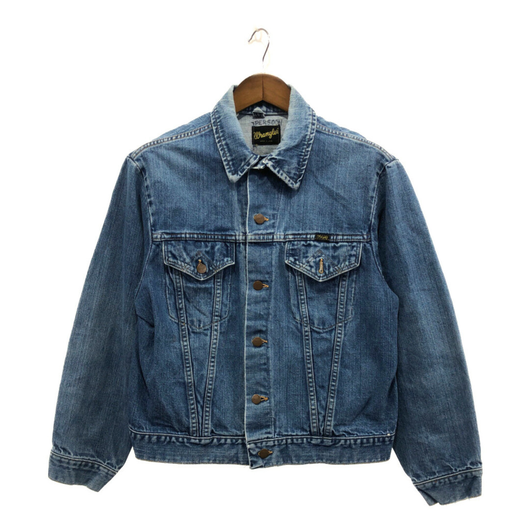 SALE///// 70年代 USA製 Wrangler ラングラー デニム トラッカージャケット アメカジ ブルー (メンズ L相当)  P2702約57cm