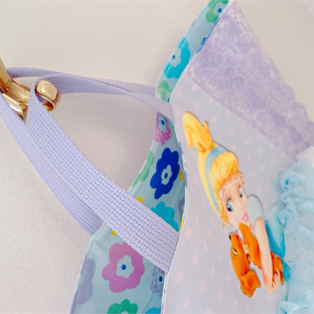 レッスンバッグ　手提げ　女の子　シンデレラ　ディズニー　プリンセス　紫　青　水色 ハンドメイドのキッズ/ベビー(バッグ/レッスンバッグ)の商品写真