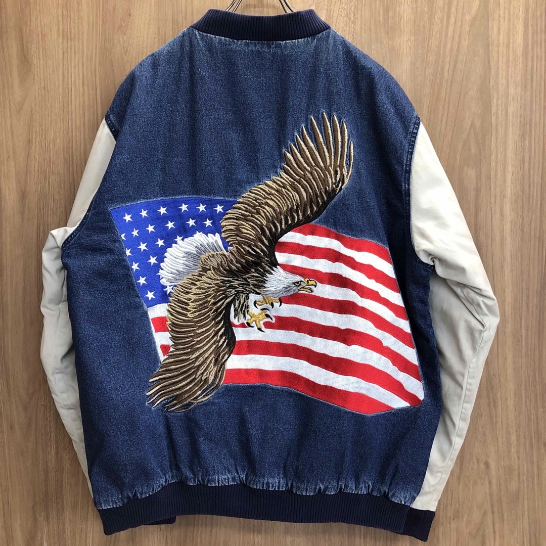 USA 全国野生生物連盟 nwf イーグル 星条旗 刺繍 デニムジャケットジャケット/アウター