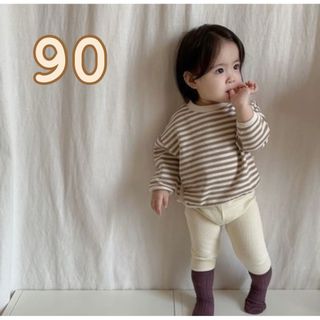 90cm トップス　トレーナー　ボーダー　ベビー服　かわいい　韓国子供服(Tシャツ/カットソー)