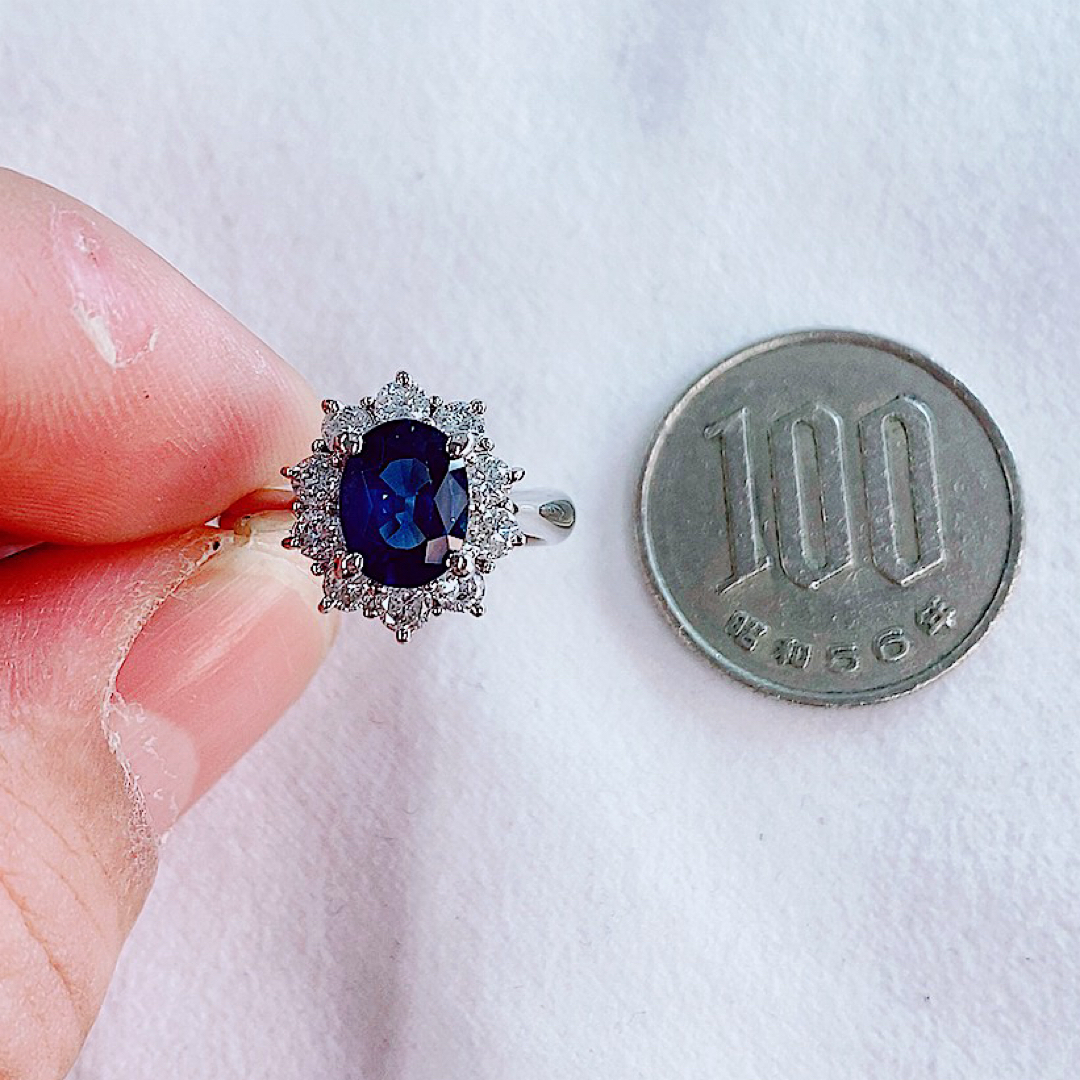★1.50ct★✨サファイア0.70ctダイヤモンドプラチナリング指輪 レディースのアクセサリー(リング(指輪))の商品写真