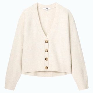 ユニクロ(UNIQLO)の【UNIQLO】スフレヤーンVネックショートカーディガン（長袖）(カーディガン)