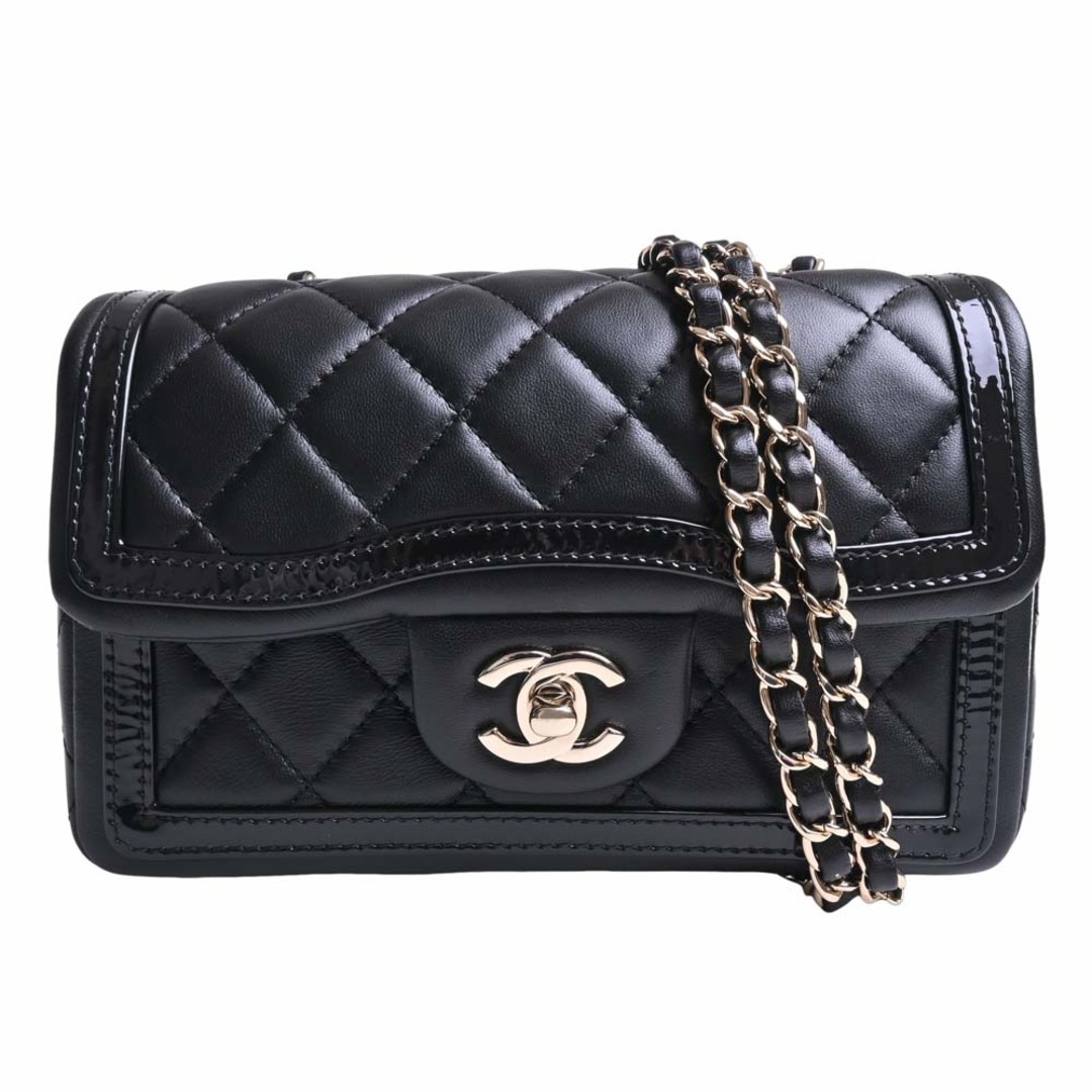 CHANEL シャネル ラムスキン パテント マトラッセ ココマーク チェーン ショルダーバッグ AS4288 ブラック byバッグ