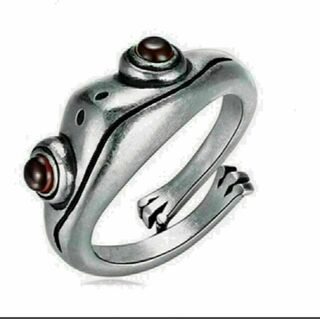 カエル リング 指輪 フリーサイズ silver 925 幸運(リング(指輪))