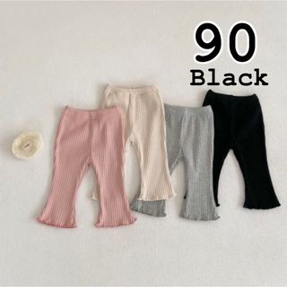 90cm   フレアレギンス　パンツ　ベビー服　キッズ服　ブラック(パンツ/スパッツ)