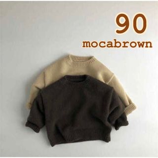 90cm モカブラウン　トレーナー　トップス　ベビー服　キッズ服　韓国子供服　(Tシャツ/カットソー)