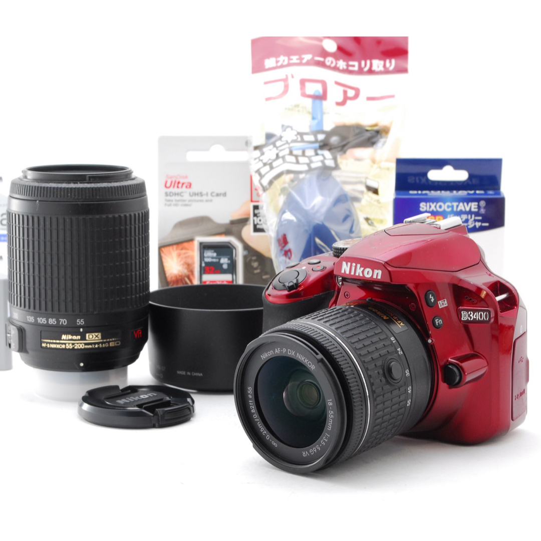 カメラ可愛いレッドカラーでカメラがきっと楽しく❤️Nikon D3400 レッドカラー