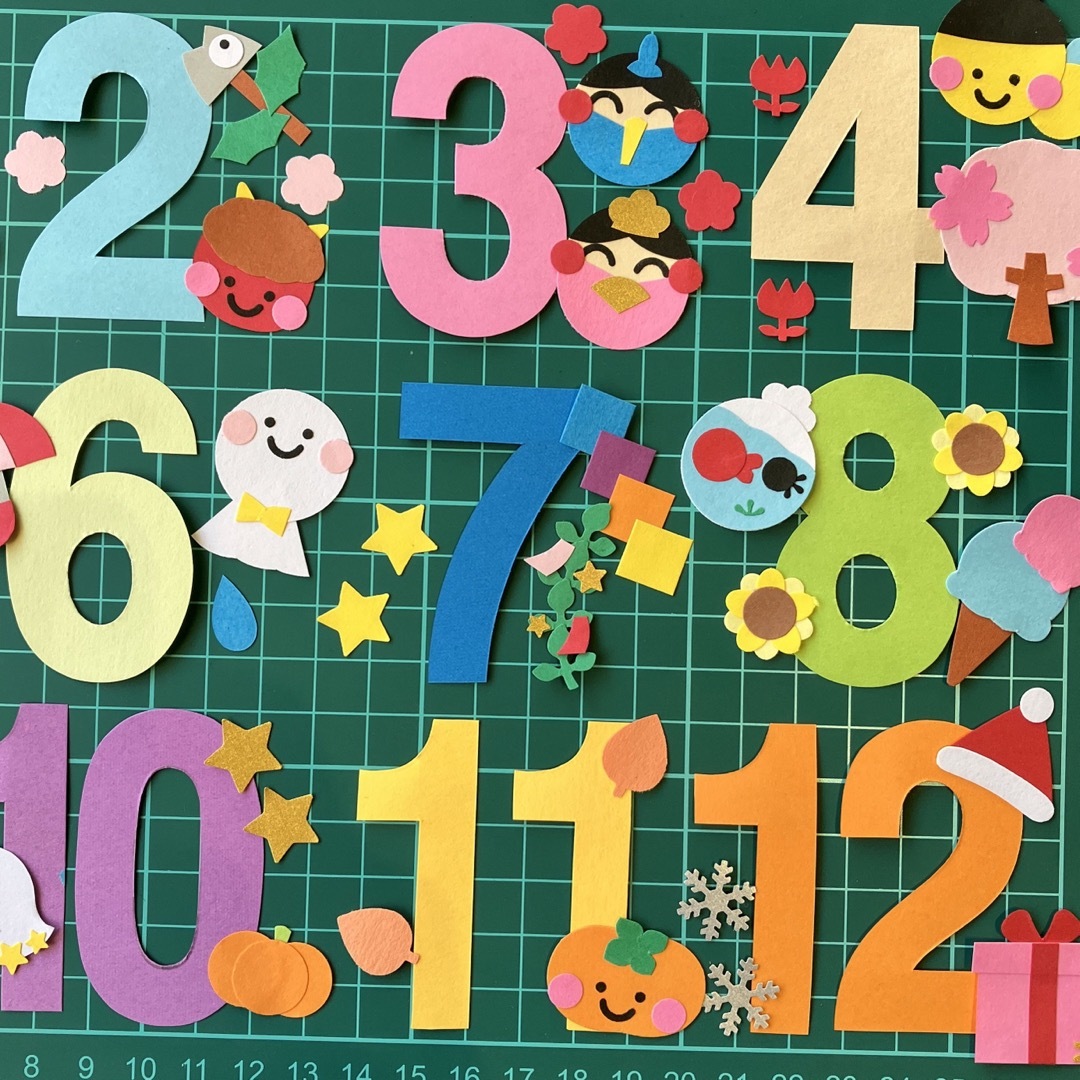 709アルバムクラフト　誕生日表　壁面飾り　フォトフレーム　ハーフバースデー ハンドメイドの素材/材料(型紙/パターン)の商品写真