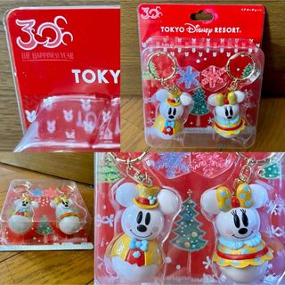 ディズニー(Disney)のディズニー30周年⭐️スノーミッキー❤️ミニー❤️キーチェーン❣️クリスマス(キャラクターグッズ)