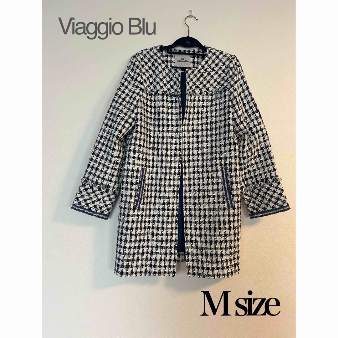 Viaggio Blu ロングコート　千鳥柄　M sizeビアッジョブルー